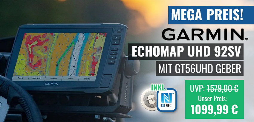 Sonderangebot: Garmin ECHOMAP UHD 92sv mit GT56UHD-TM-Geber zu einem unschlagbaren Preis