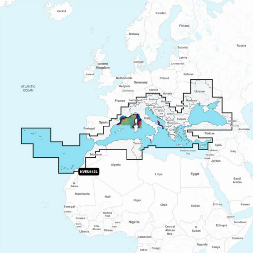 Navionics Platinum+ EU643L Mediterranean & Black Sea (Mittelmeer und Schwarzes Meer) Digitale Seekarte Large
