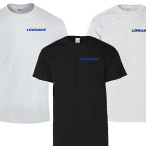 T-Shirt mit Lowrance-Logo bestickt