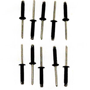 YakAttack Tri Fold Niete, 10er Pack, .187 Durchmesser, .157 - .472 Griff. Aluminium, Schwarz, Hergestellt in USA