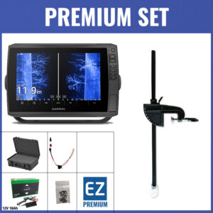 PREMIUM Set - Lowrance Elite FS 9 mit AI 3-in-1 Geber - Koffer / Minn Kota-Geberstange / 12V18Ah Lithium-Akku / Lader / QuickConnect
