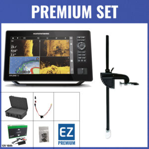 PREMIUM Set - Lowrance Elite FS 9 mit AI 3-in-1 Geber - Koffer / Minn Kota-Geberstange / 12V18Ah Lithium-Akku / Lader / QuickConnect