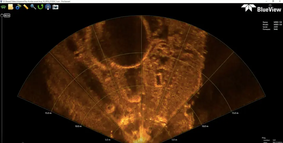 Oculus Multibeam-Sonar Sonarbild